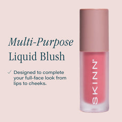 SKINN Treatment Liquid Blush buildable-swatch shows versatile color on cheeks.