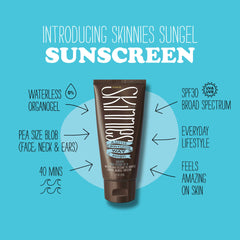 Skinnies Sungel pea-size application dot demonstrates precise coverage on face