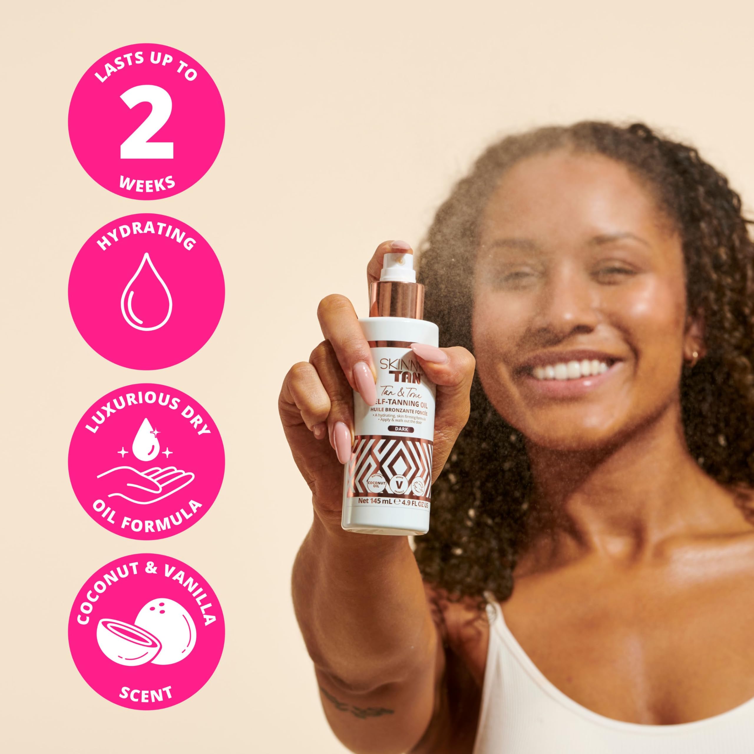 Skinny Tan Tan and Tone Oil glow develops evenly on the arm.