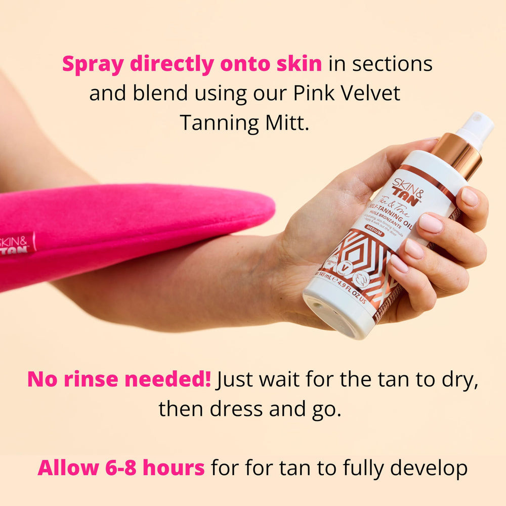 Skinny Tan Tan and Tone Oil blur effect visible on stretch marks.