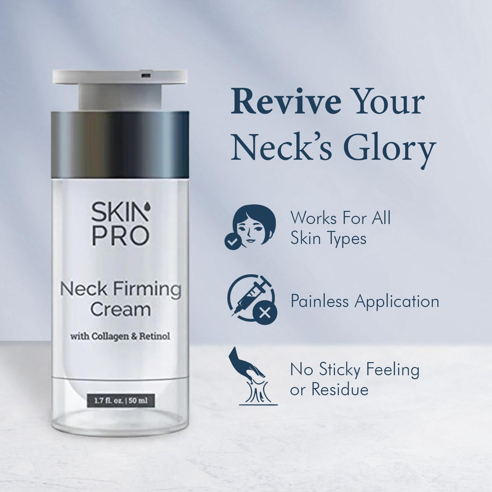 SkinPro Neck Cream application upward motion suggests neck lifting effect