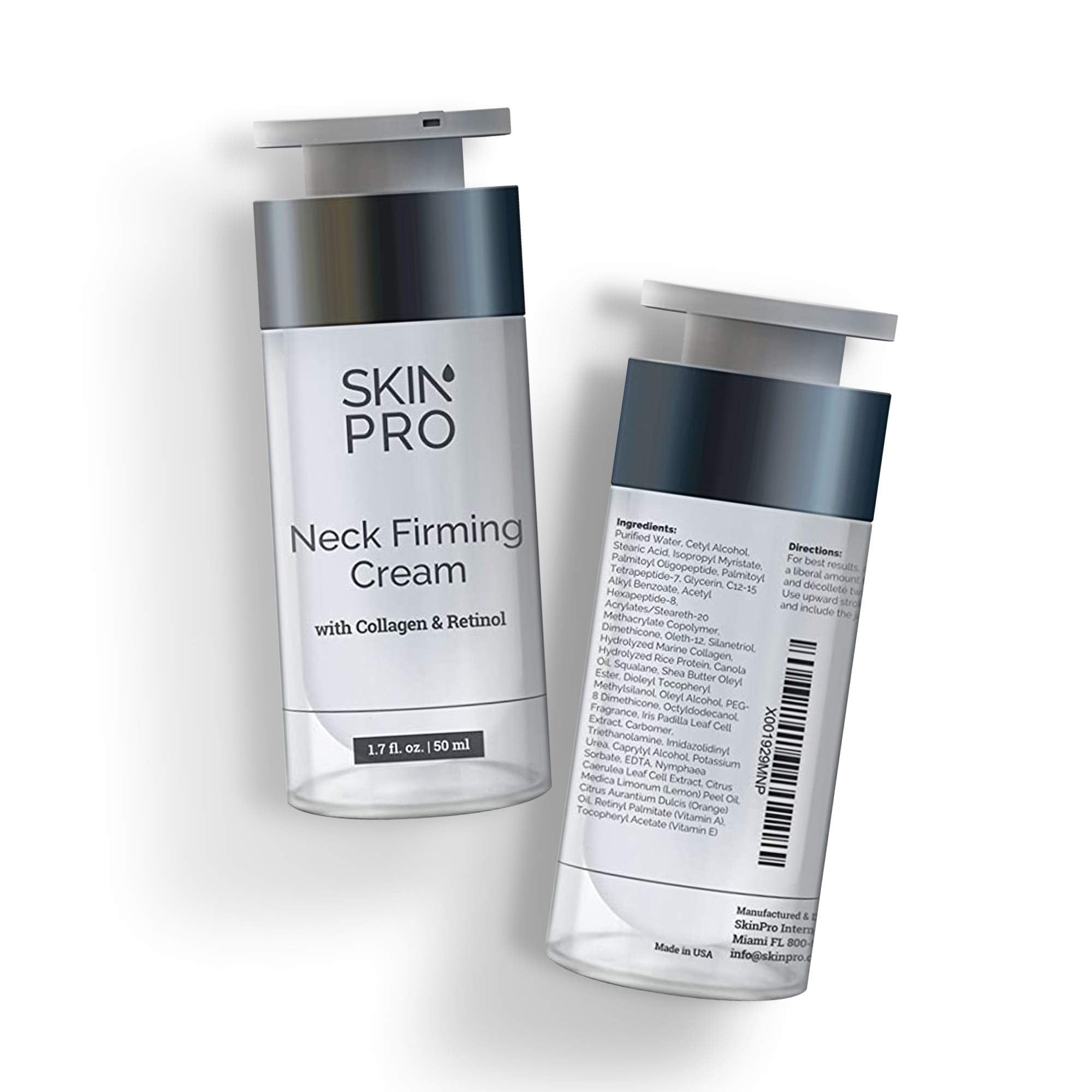 SkinPro neck cream packaging closeup with clear branding