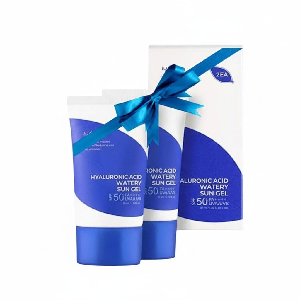 SKINSINS Hyaluronic Acid Watery Sun Gel bottle showing lightweight hydration and protection