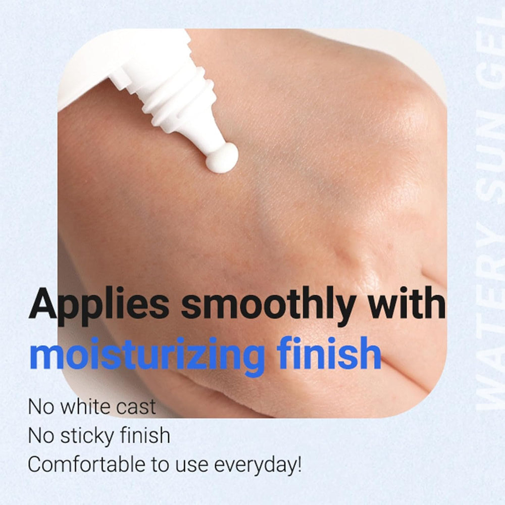 SKINSINS Hyaluronic Acid Watery Sun Gel pour texture enables smooth, quick-absorb application