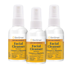 SkinSmart Antimicrobial Facial Cleanser Spray around eyes, nose and mouth for gentle protection.