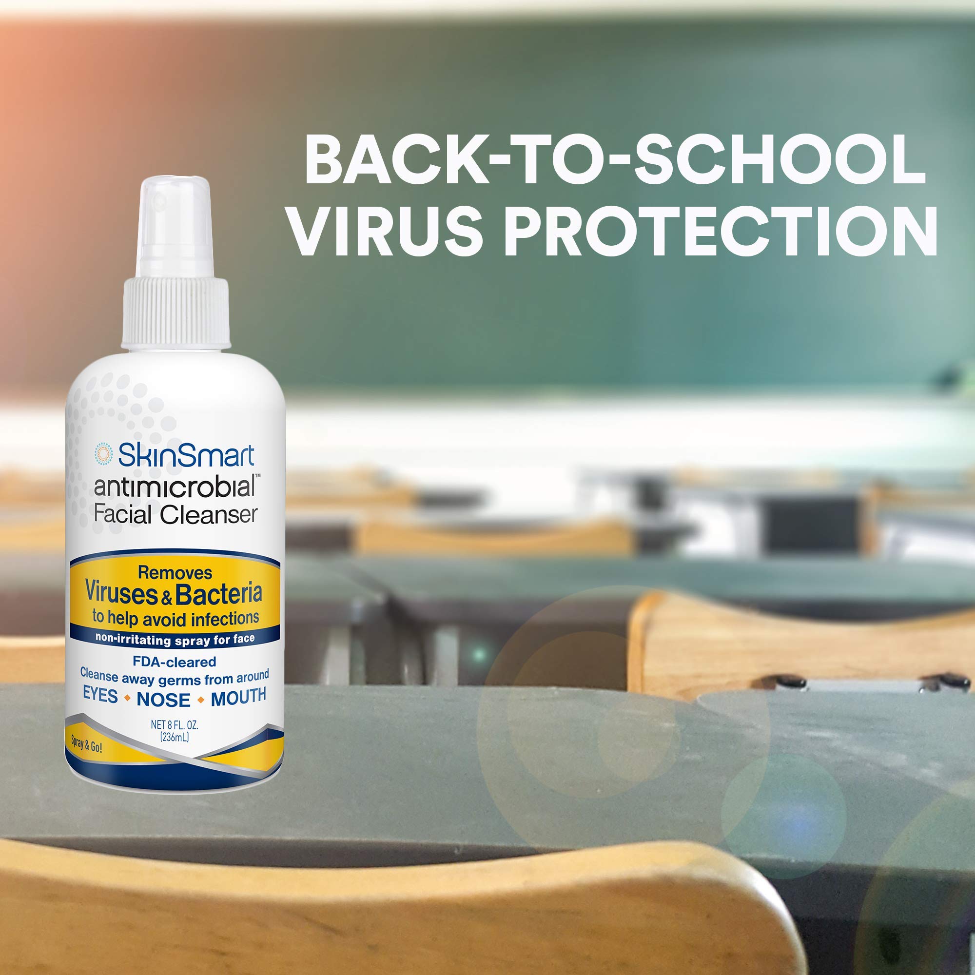 Packaging front of SkinSmart Antimicrobial box and bottle