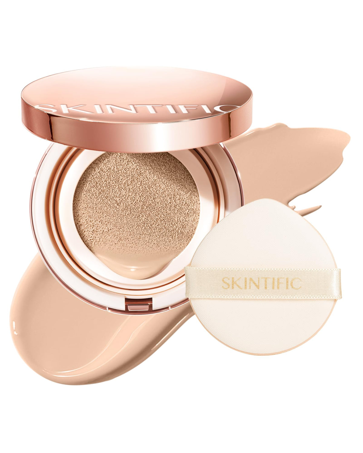 SKINTIFIC Cushion Foundation compact with double mirror for on-the-go touch-ups
