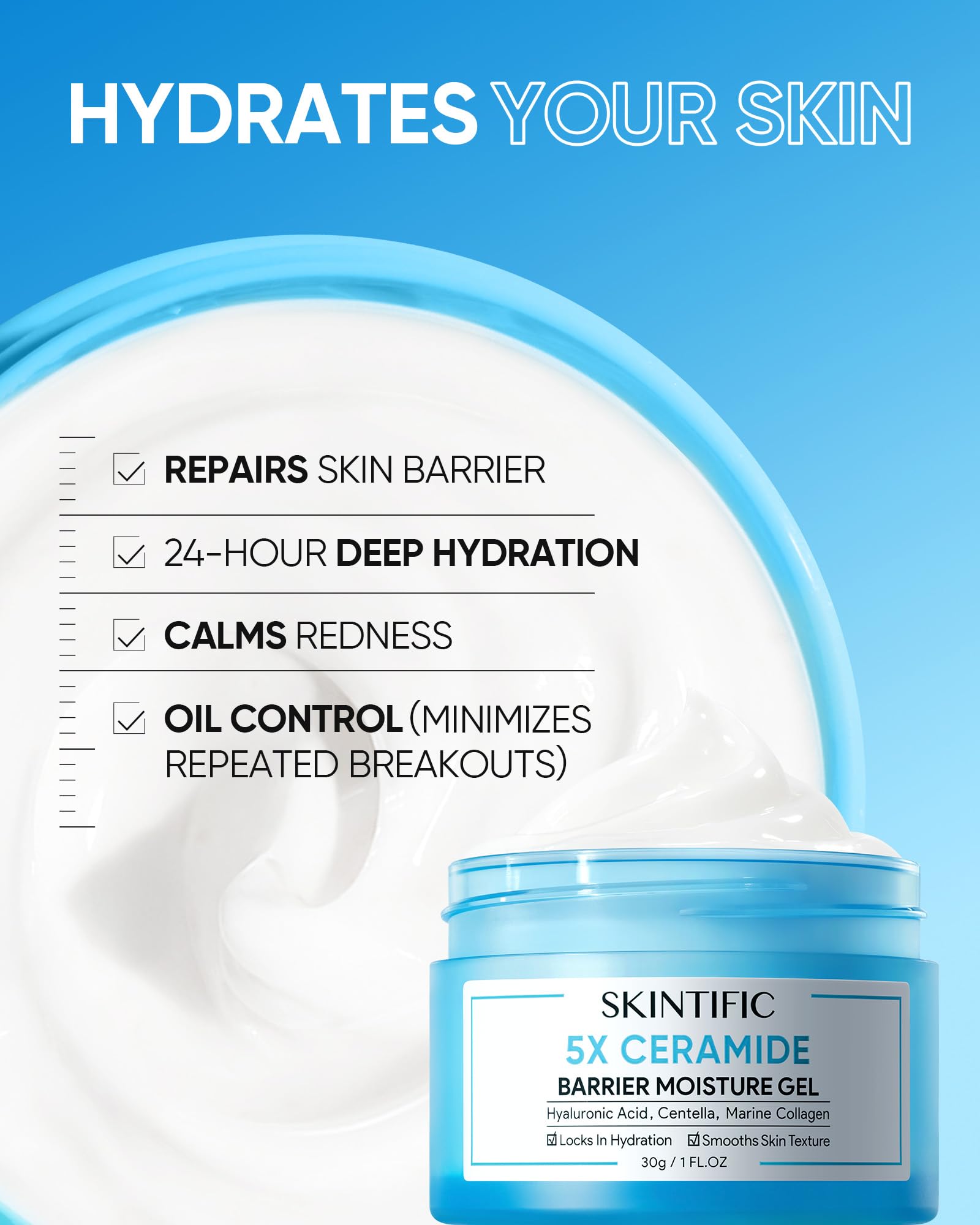 SKINTIFIC Face Moisturizer application pump demonstrates easy, lightweight hydration for daily wear.