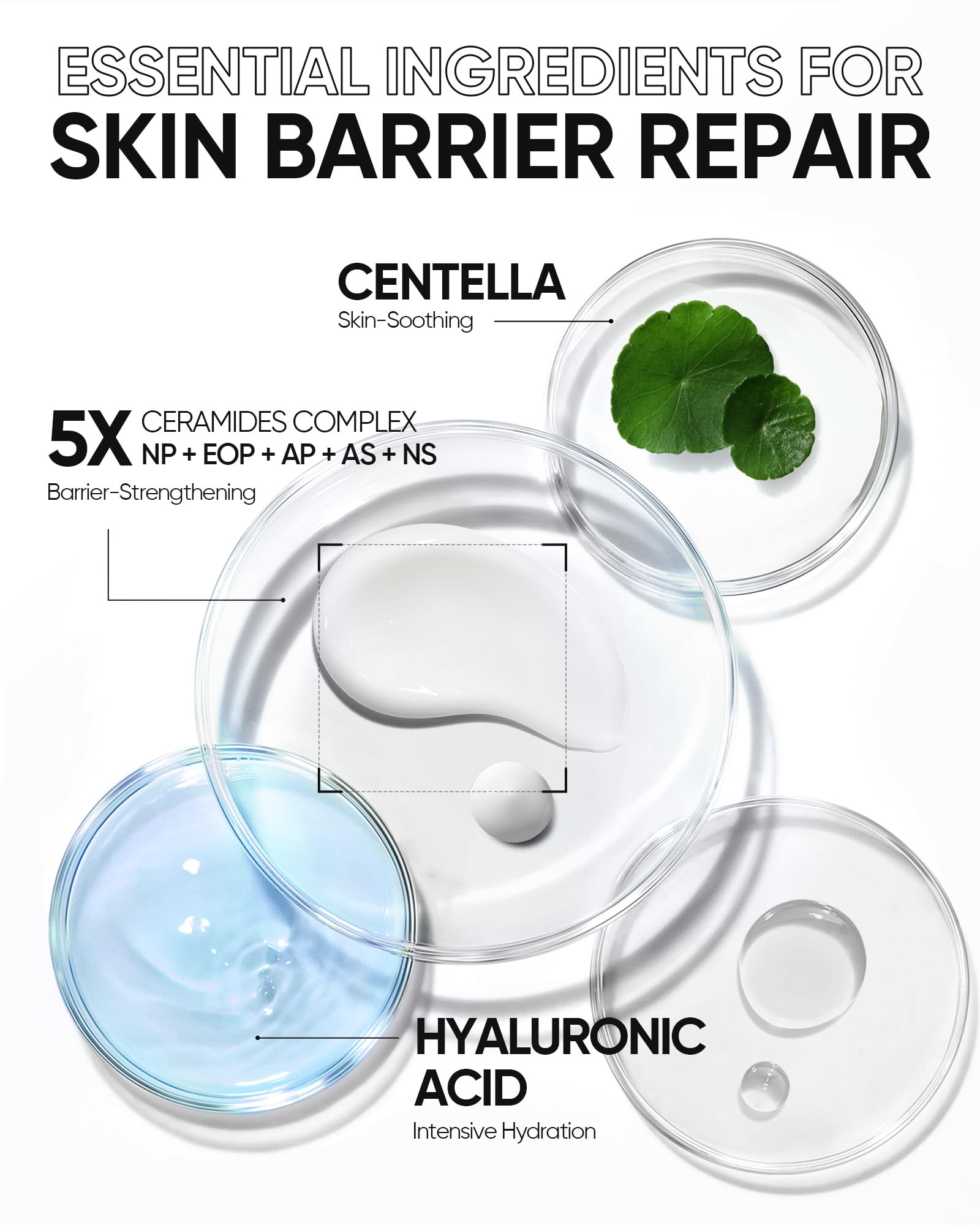 SKINTIFIC Face Moisturizer Centella detail emphasizes soothing comfort for sensitive or compromised skin.