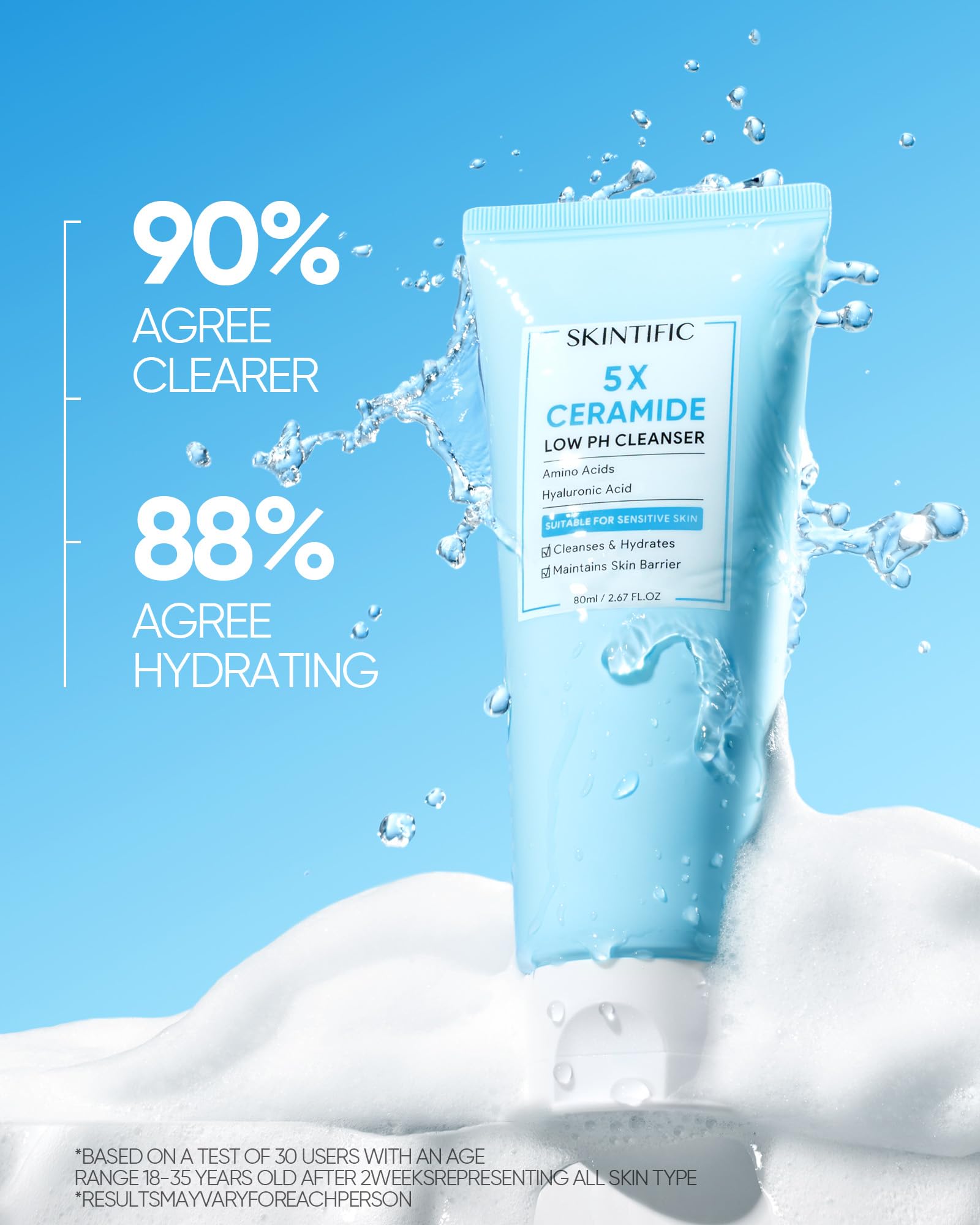 Fragrance-free label on SKINTIFIC product for sensitive skin.