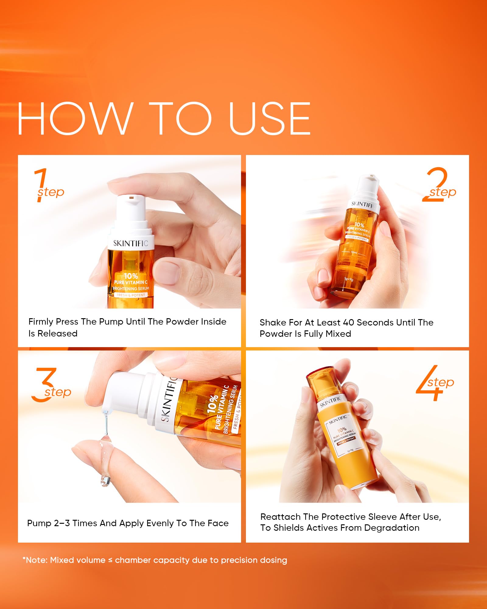 SKINTIFIC freshness-stable design keeps serum active for 30 days