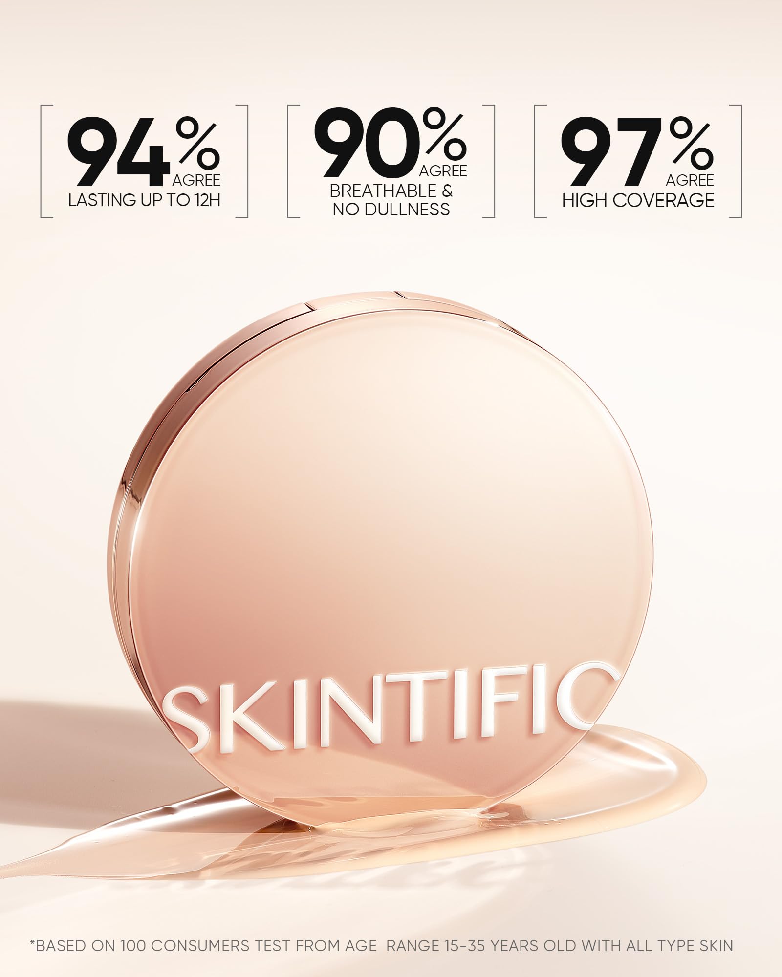 SKINTIFIC long-wear waterproof cushion resists water and oil