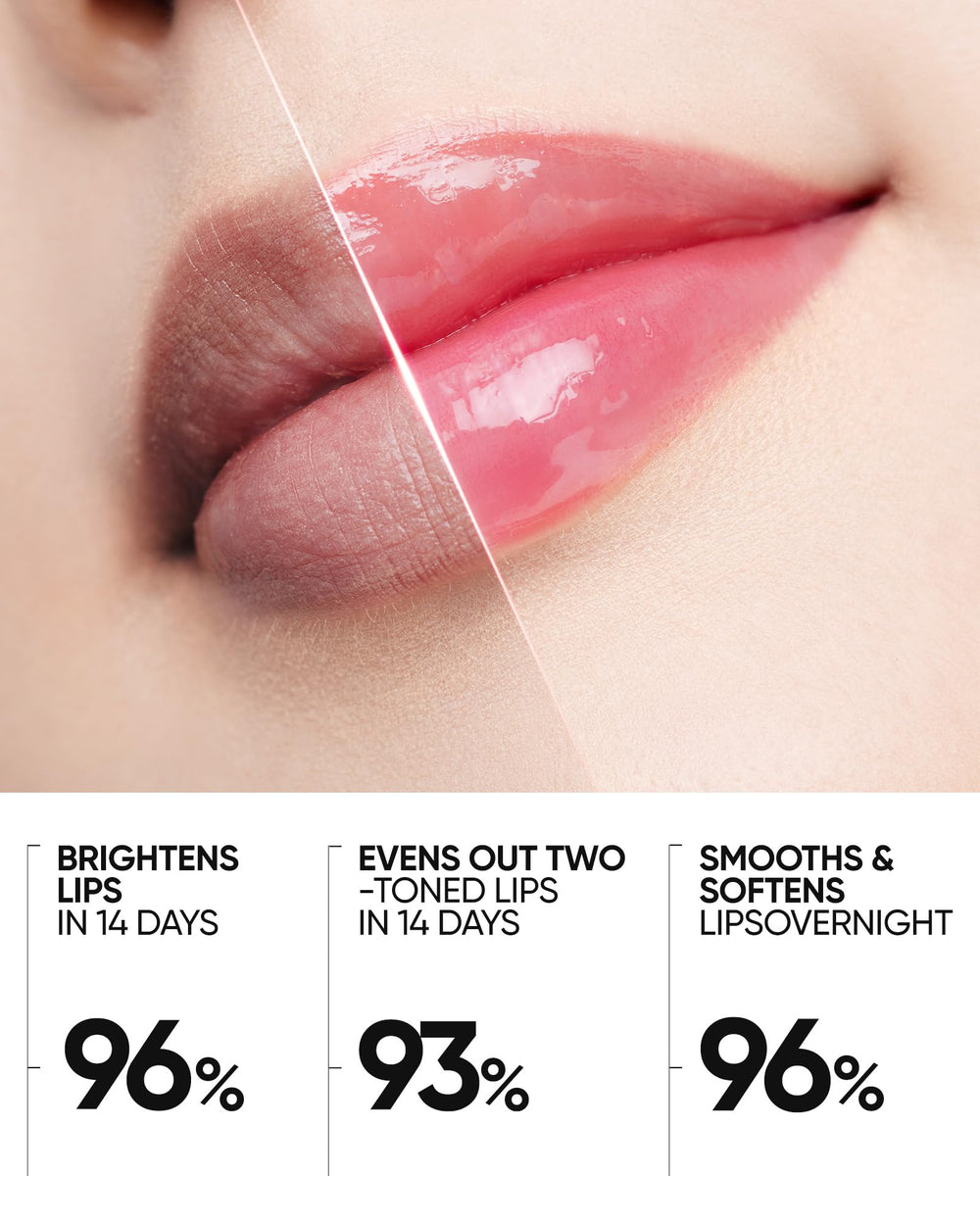 SKINTIFIC glossy lip serum on lips showing natural tint and comfort.