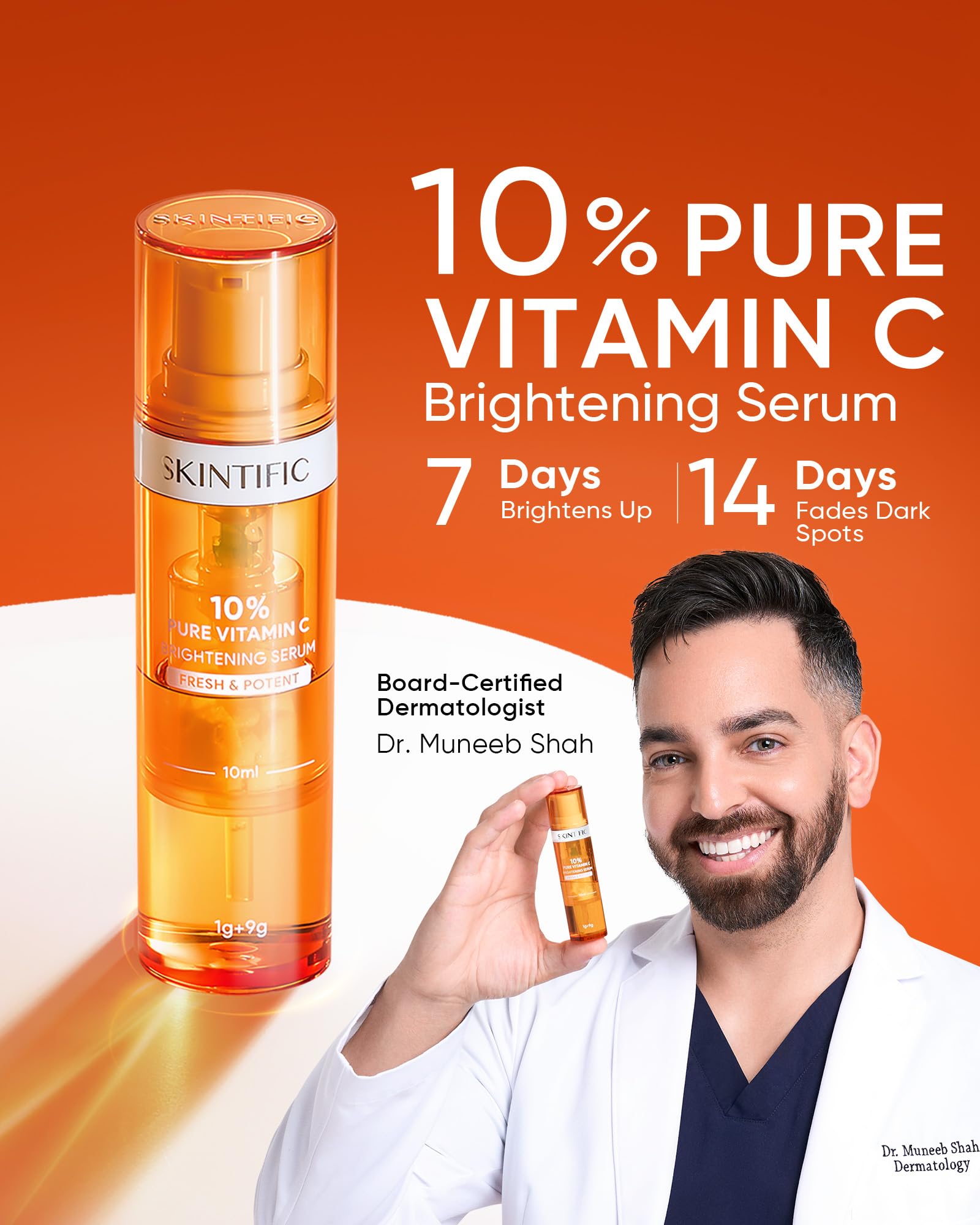 SKINTIFIC press-to-activate seal shown on bottle for fresh potency