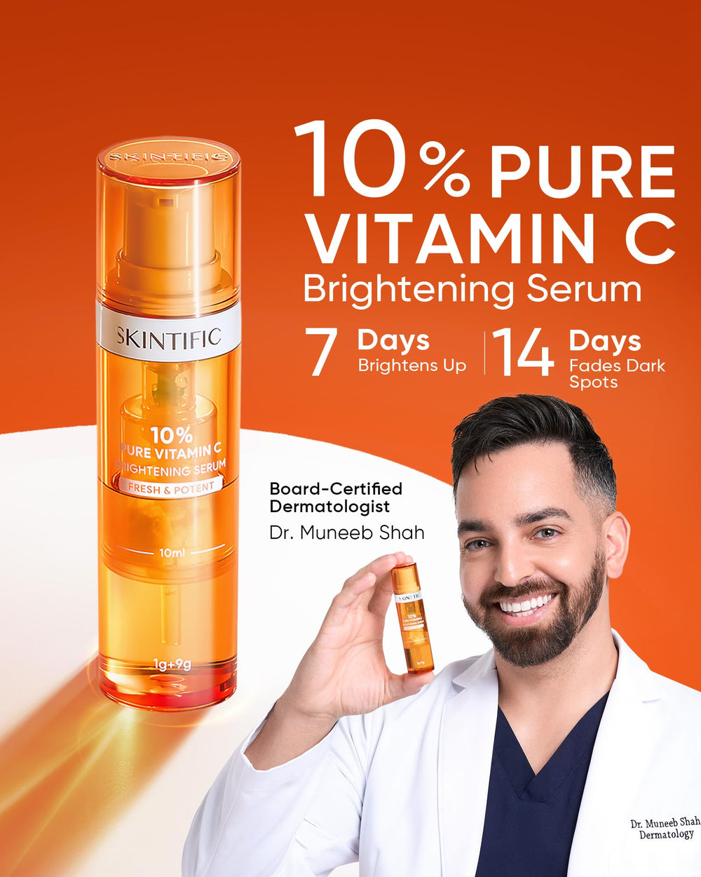 SKINTIFIC press-to-activate seal shown on bottle for fresh potency