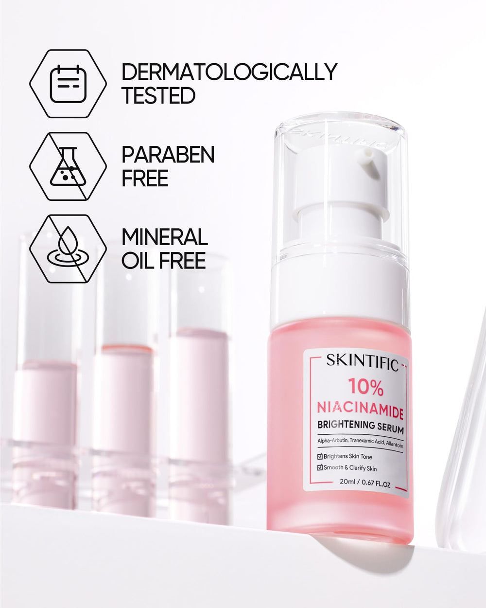 SKINTIFIC Serum texture close-up suggests lightweight, non-greasy finish