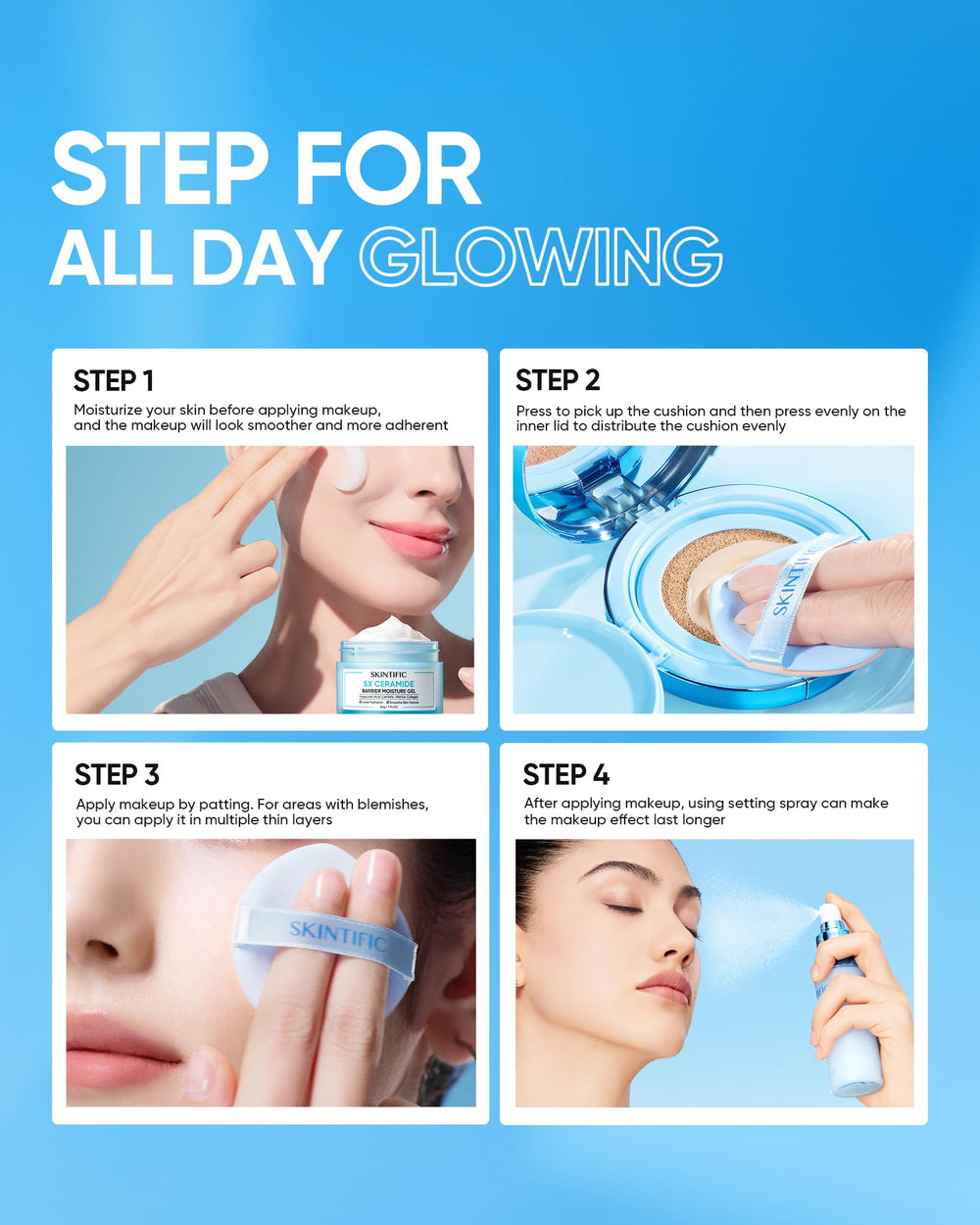 Flawless finish on oily skin after cushion application