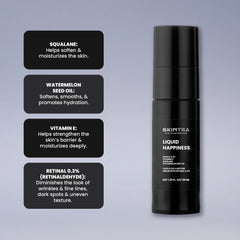 Dropper dispensing SkinTra serum for facial use and quick absorption.