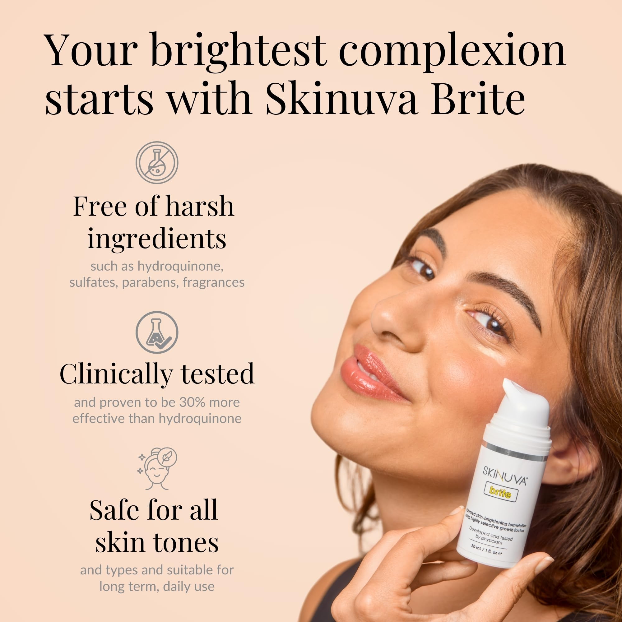 Skinuva Brite bottle pump close-up for controlled dispensation