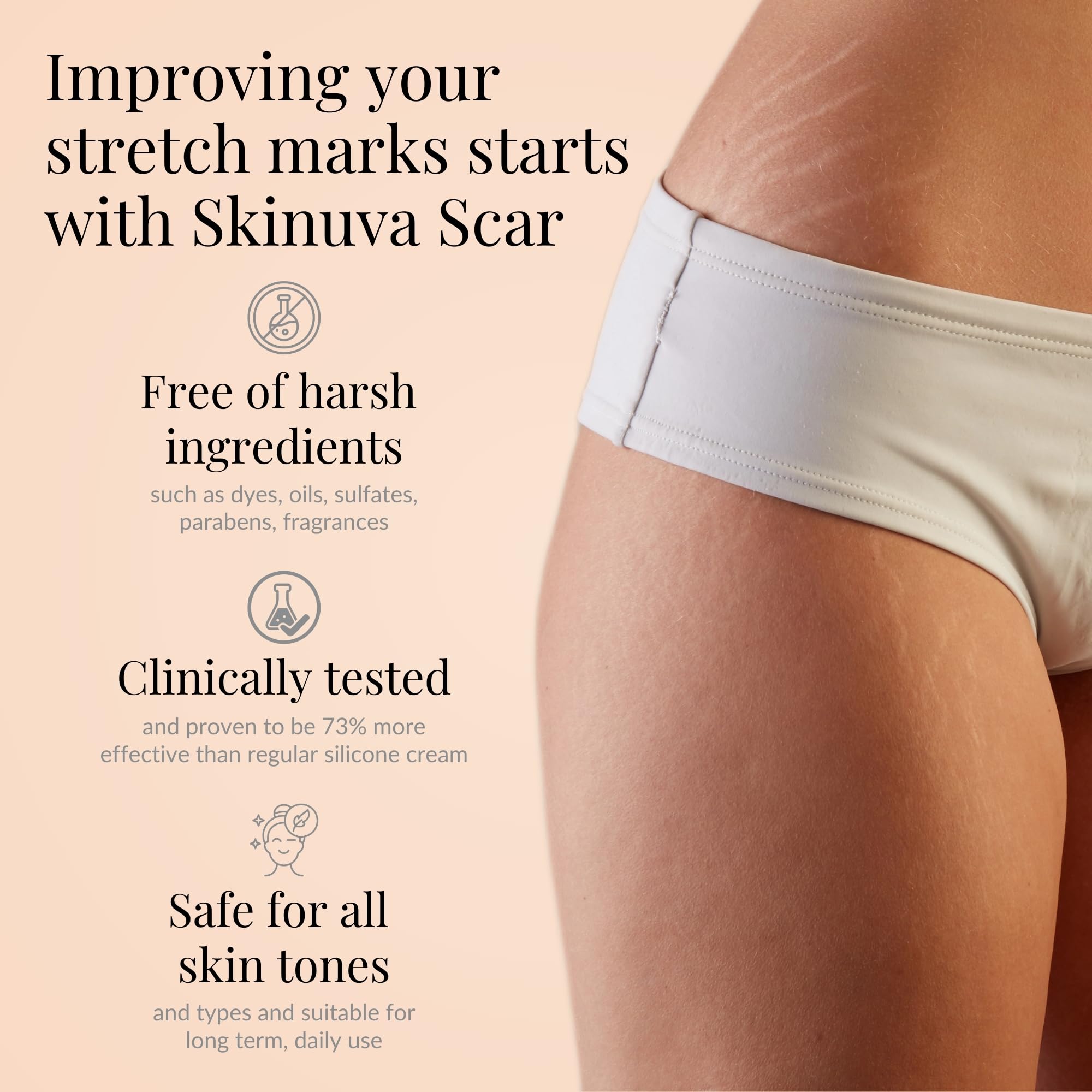 Skinuva scar cream application on skin showing ease of use