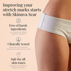 Skinuva scar cream application on skin showing ease of use