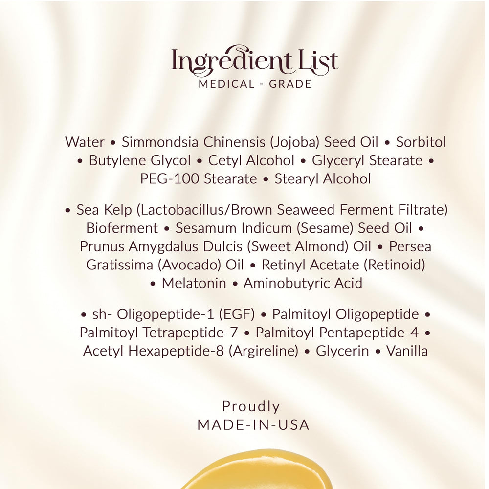 SKINWIT ingredients visual confirms core actives: EGF, retinol, and hyaluronic acid.
