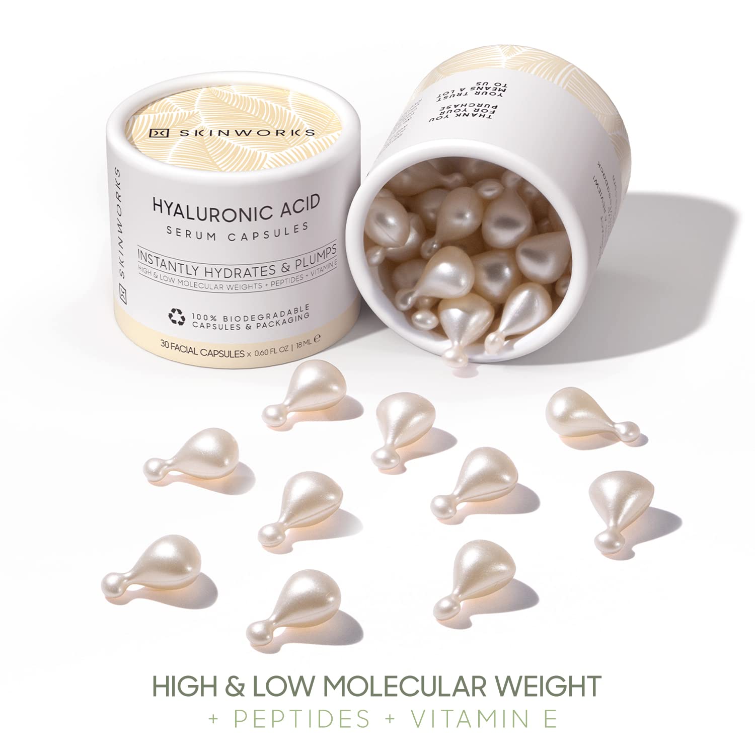 Skinworks unscented Hyaluronic Acid Serum on skin for sensitive use.