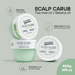 Skirifine Tea Tree Scrub packaging emphasizes natural ingredients and eco design.