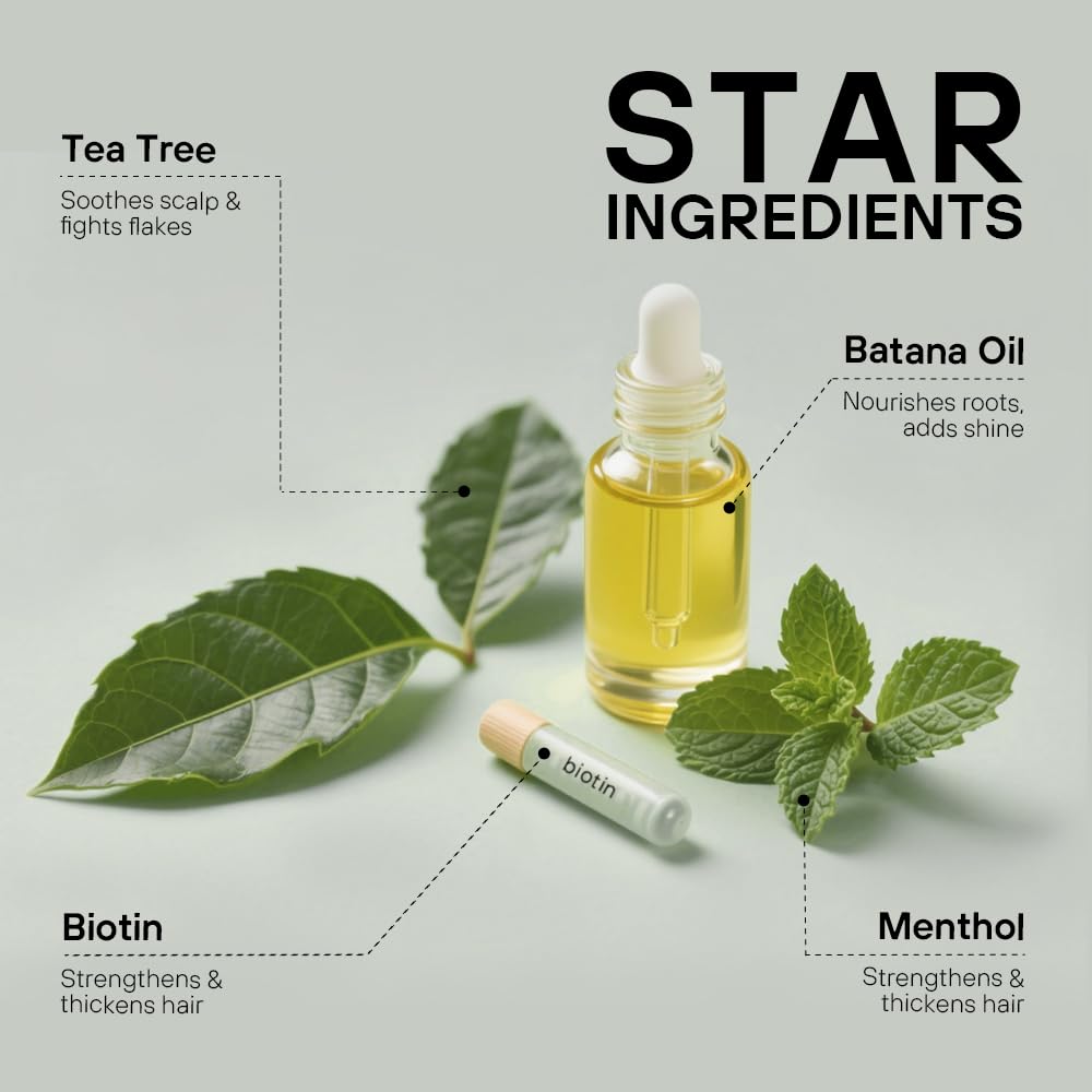 Skirifine Tea Tree Scrub scalp application in action demonstrates massage for cleansing.