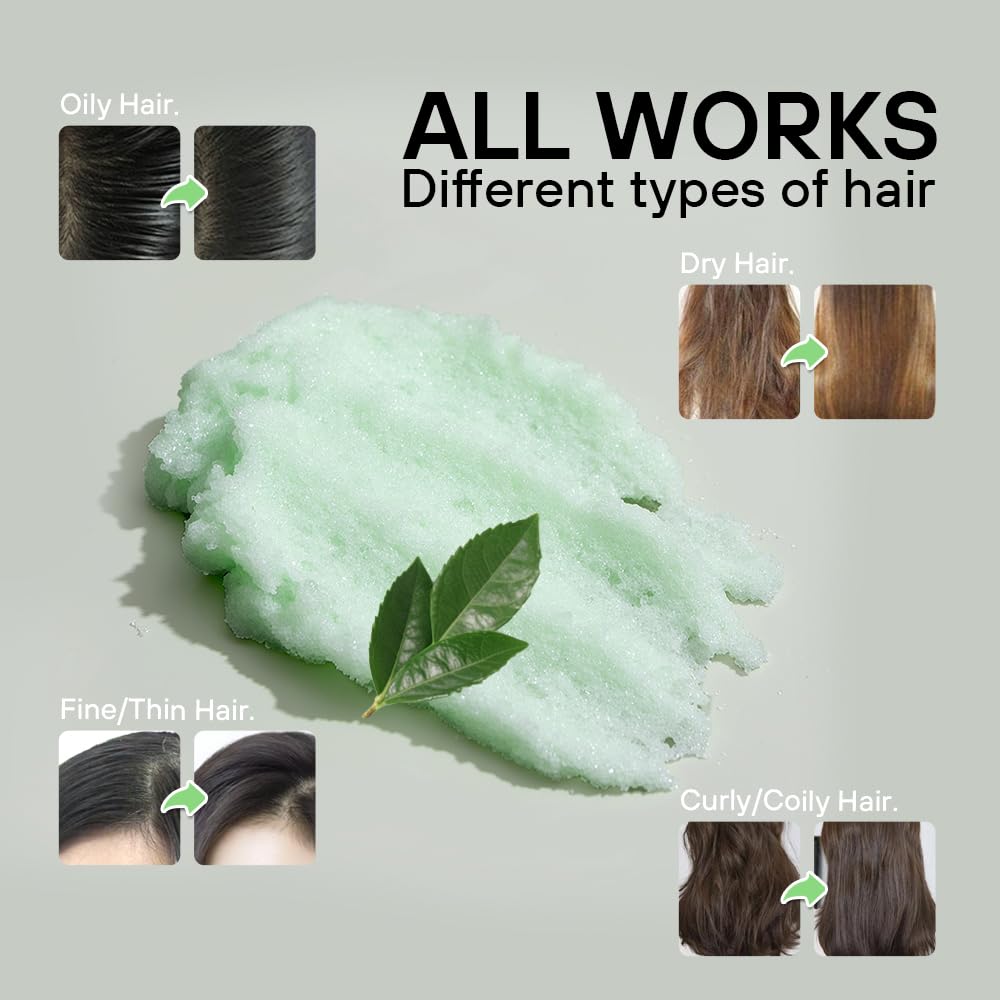 Skirifine Tea Tree Scrub texture close-up shows natural sugar crystals for gentle exfoliation.