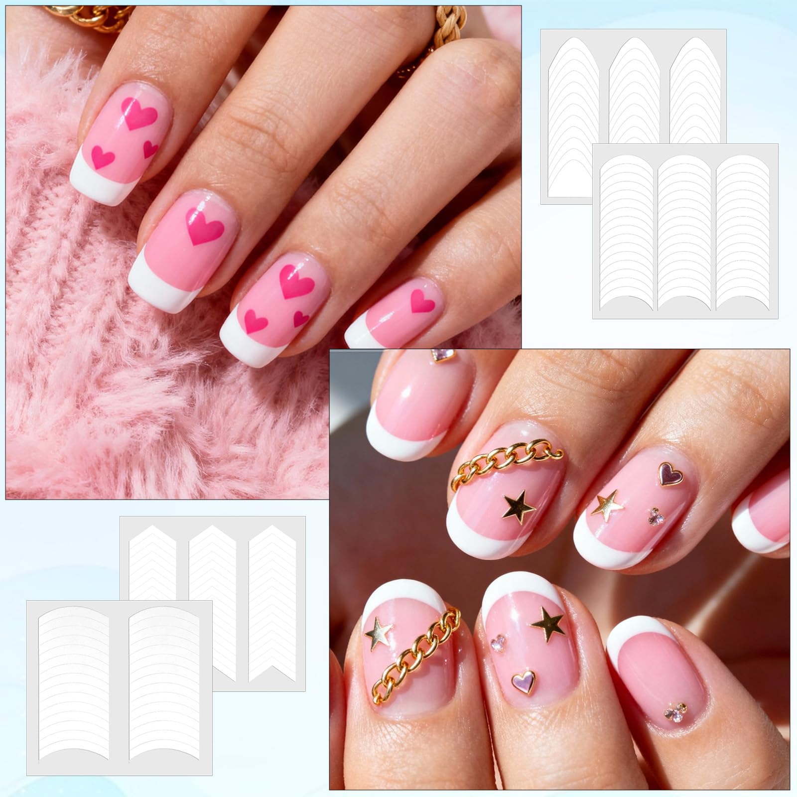 Skrfen Nail Sticker Kit includes tweezers for precise placement.