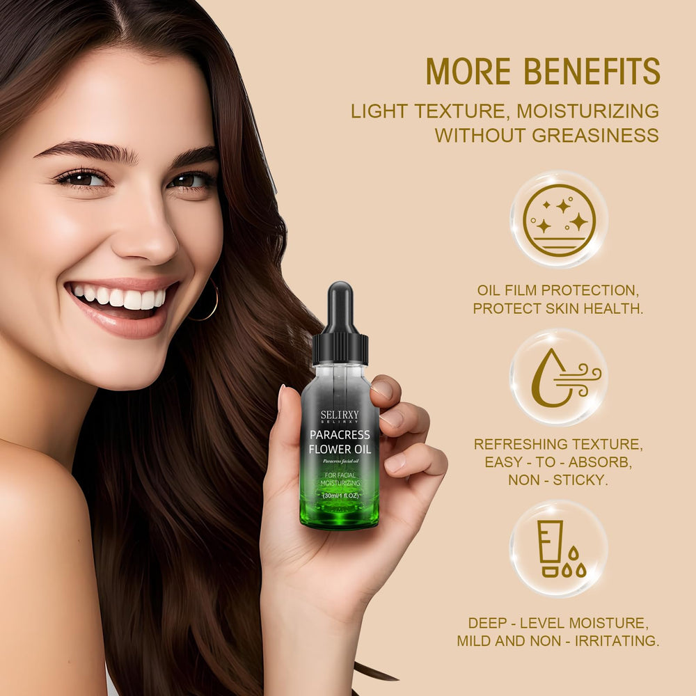 SKSOYT facial oil application on skin indicates quick absorption and non-greasy feel.