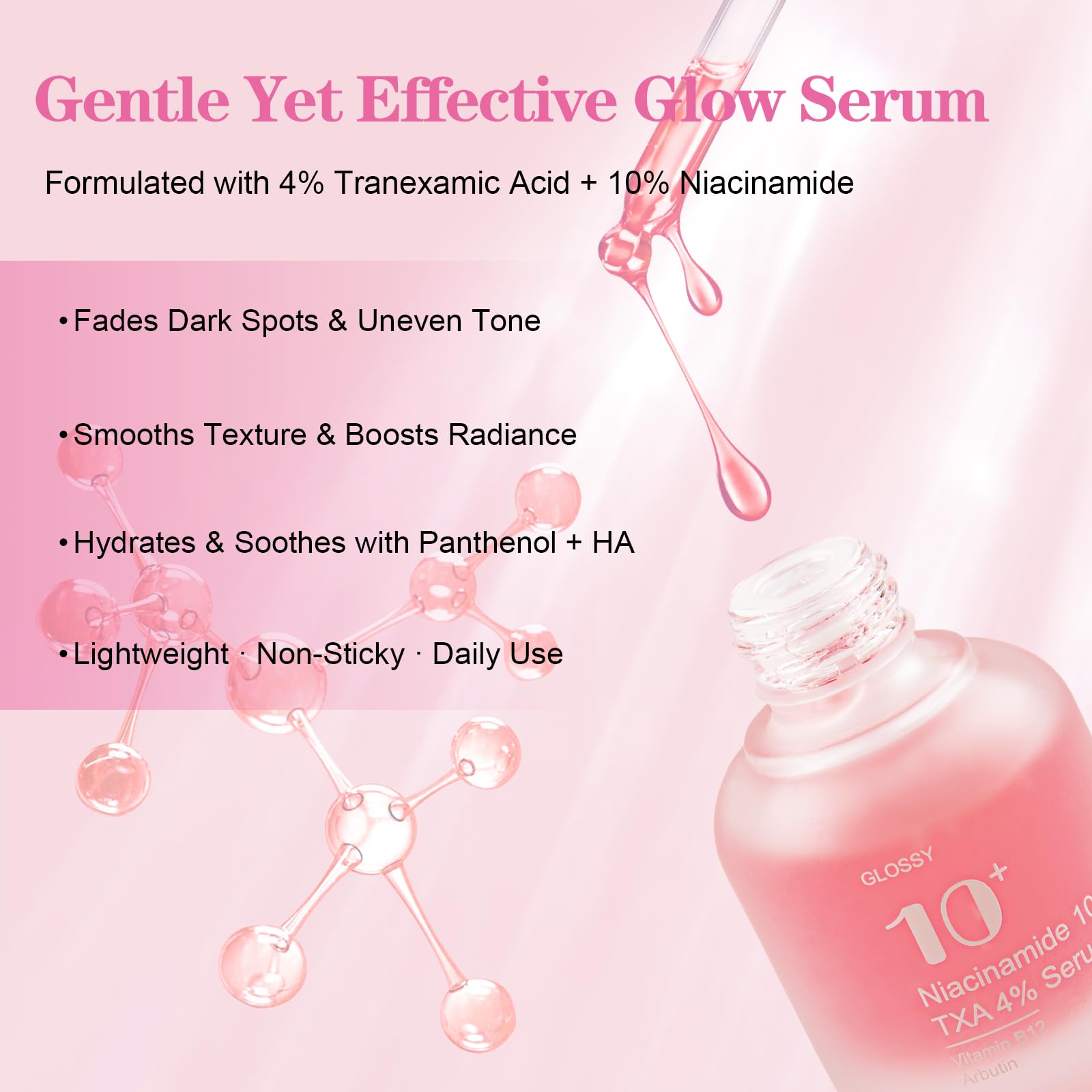 Closeup of SKSOYT Niacinamide Serum pump for easy layering.