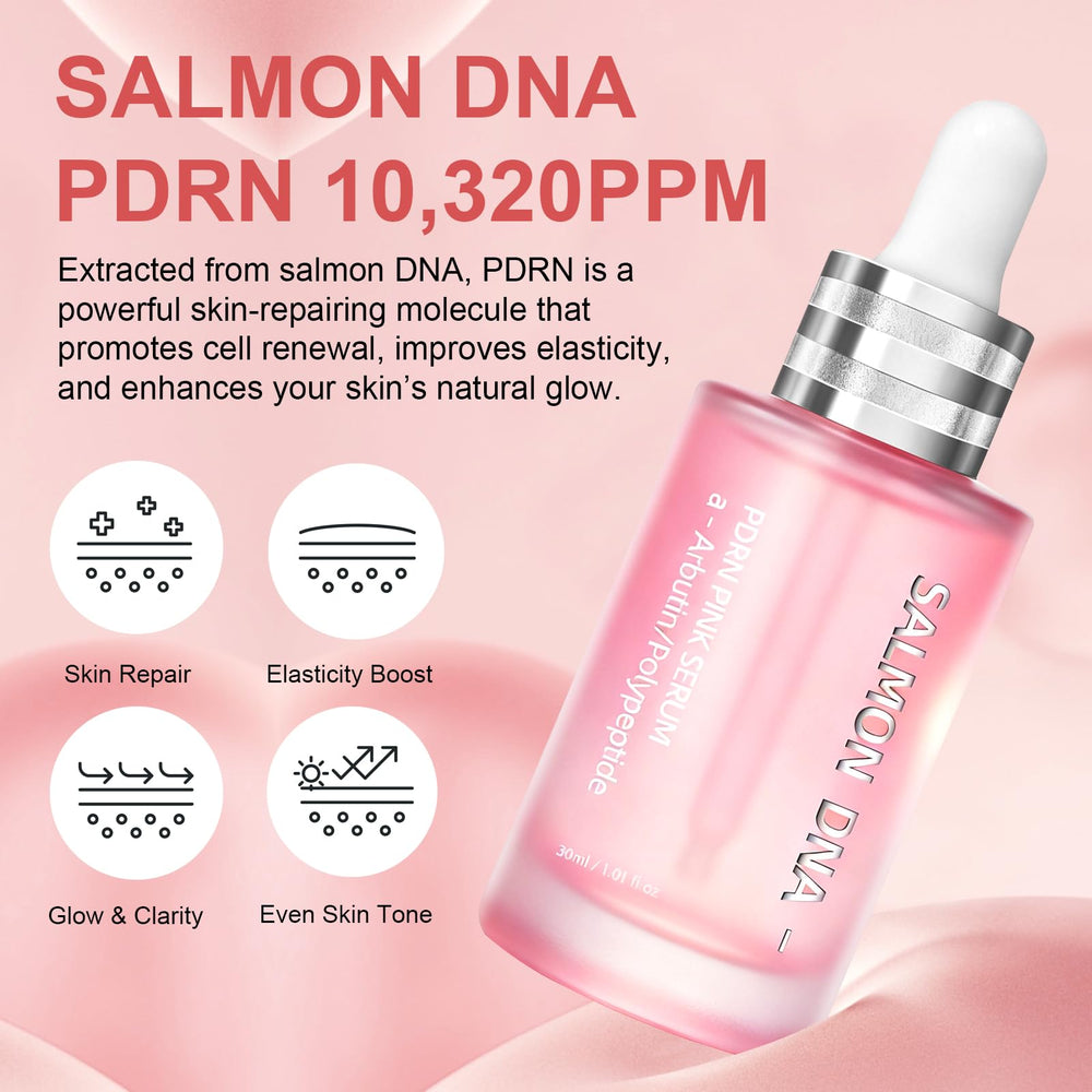 Dropper dispensing SKSOYT Pink Peptide 12 PDRN Serum for even tone