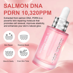 Dropper dispensing SKSOYT Pink Peptide 12 PDRN Serum for even tone