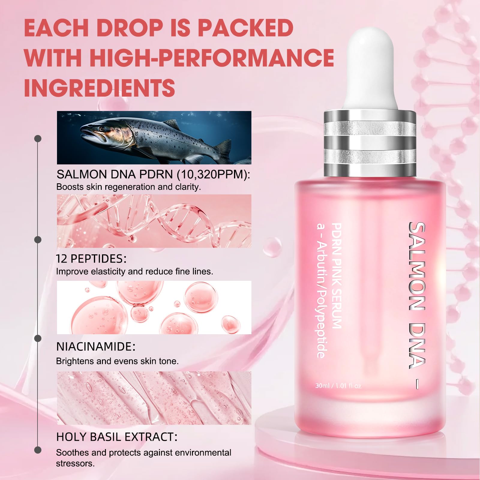 Serum applying glow on the skin with SKSOYT Pink Peptide 12 PDRN Serum