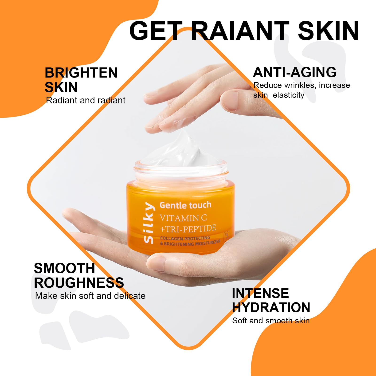 SKSOYT Vitamin C Peptide Brightening Moisturizer texture swatch showing lightweight hydration
