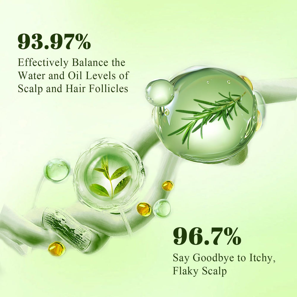 Fresh rosemary sprig beside SKUPHI Shampoo bottle highlighting botanical care