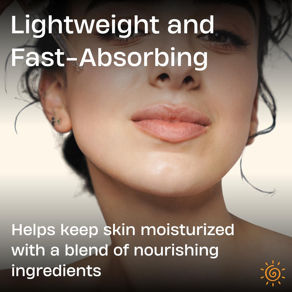 Sky and Sol bottle showing bakuchiol and sea buckthorn ingredients for radiant skin.