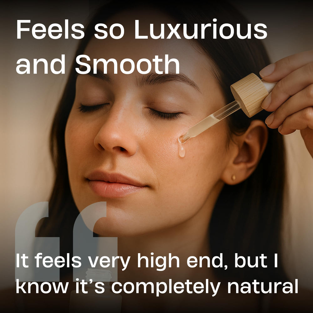 Sky and Sol serum absorption close-up highlighting lightweight texture.