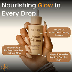 Sky and Sol serum application on hands for easy morning skincare.