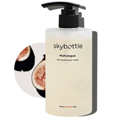 Skybottle Body Wash bottle closeup highlighting premium packaging and refreshing fragrance.