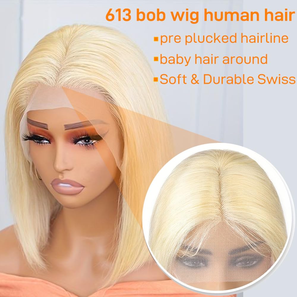 SKYDO 613 Blonde Bob Wig 180 density for natural volume.