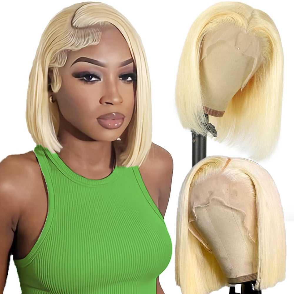 SKYDO 613 Blonde Bob Wig close-up lace front for natural part and seamless hairline.