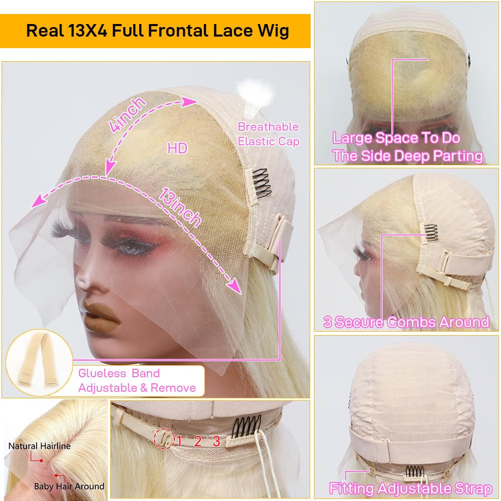 SKYDO 613 Blonde Bob Wig model shot showing soft shine and movement.