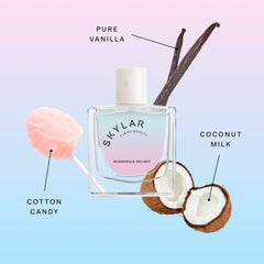 Skylar Boardwalk Delight heart notes: water lily and coconut milk for a creamy middle.