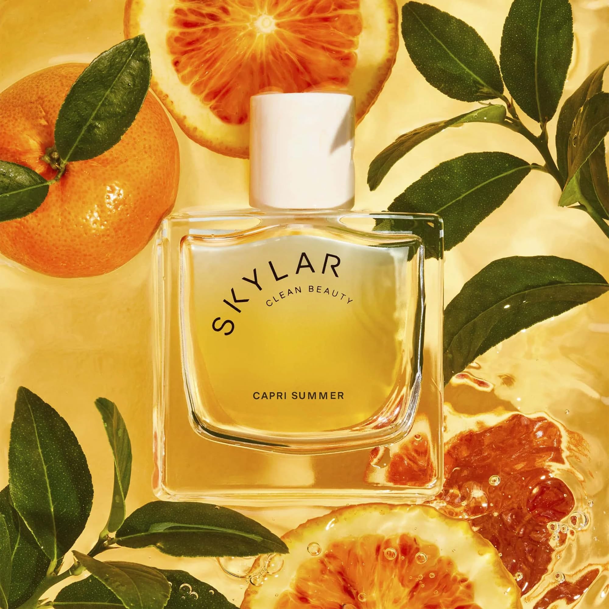 Skylar Capri Summer label detail highlighting premium ingredients information.