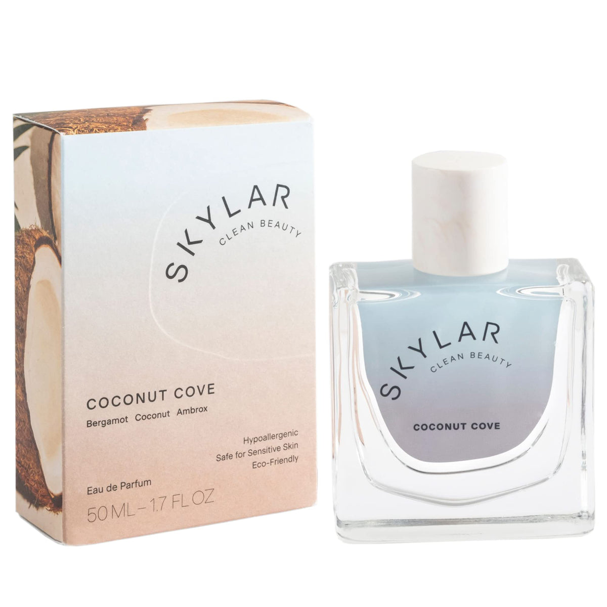 Skylar Coconut Cove bottle front view for daily fresh fragrance.