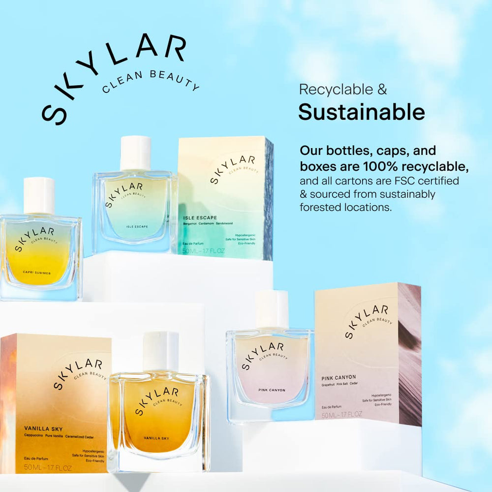 Illuminated Skylar Coconut Cove bottle highlights vibrant coconut notes.