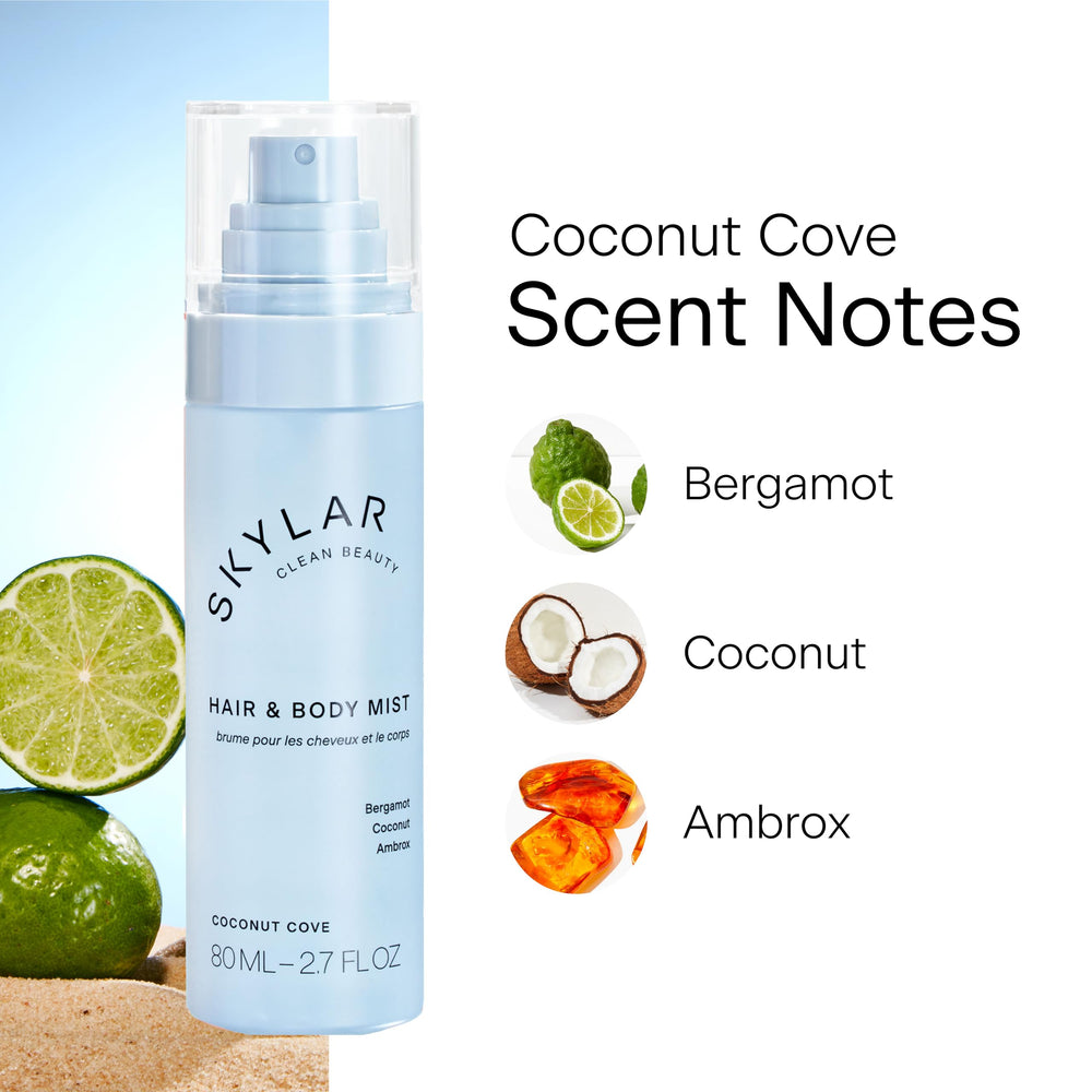 Skylar Coconut Cove light spritz demonstrated for daily fragrance